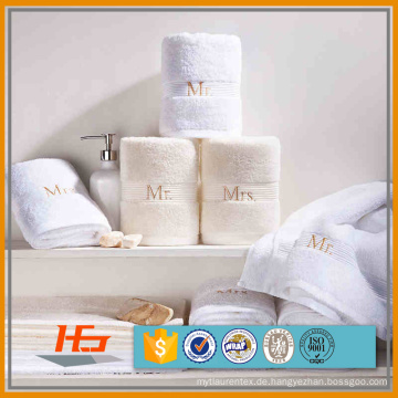 Hohe Qualität Herr Frau Stickerei Logo Reiner Baumwolle Weiß Handtücher Set